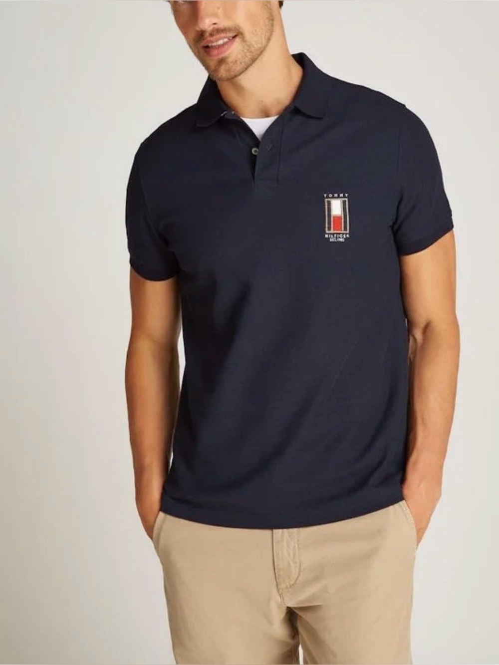 Tommy Hilfiger Men's Dark Navy Short-Sleeve Polo with Logo Patch